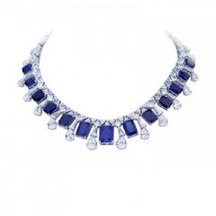 925 Fine Sterling Silver Natural Rhodium Plating White and Blue Necklace