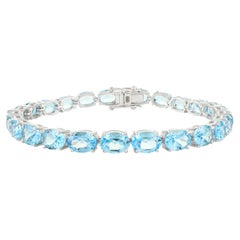 Bracciale tennis in argento 925 da 22,63 carati con gemme di topazio blu sfaccettate per la nonna