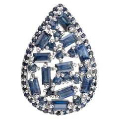 925 Sterling Silver Blue Sapphire Cluster Wedding Brooch