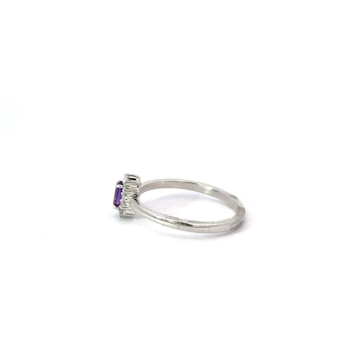 in vendita:  Anello in argento con ametista, pietra di febbraio, zirconi a grappolo per tutti i giorni, per la mamma 3
