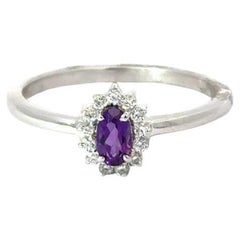 Silber Amethyst Februar Geburtsstein Zirkonia Cluster Everyday Halo-Ring für Mutter