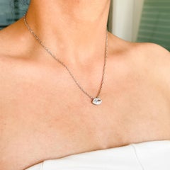 925 Silver Aquamarine & Diamond Halo Evil Eye Paperclip Chain Pendant Necklace