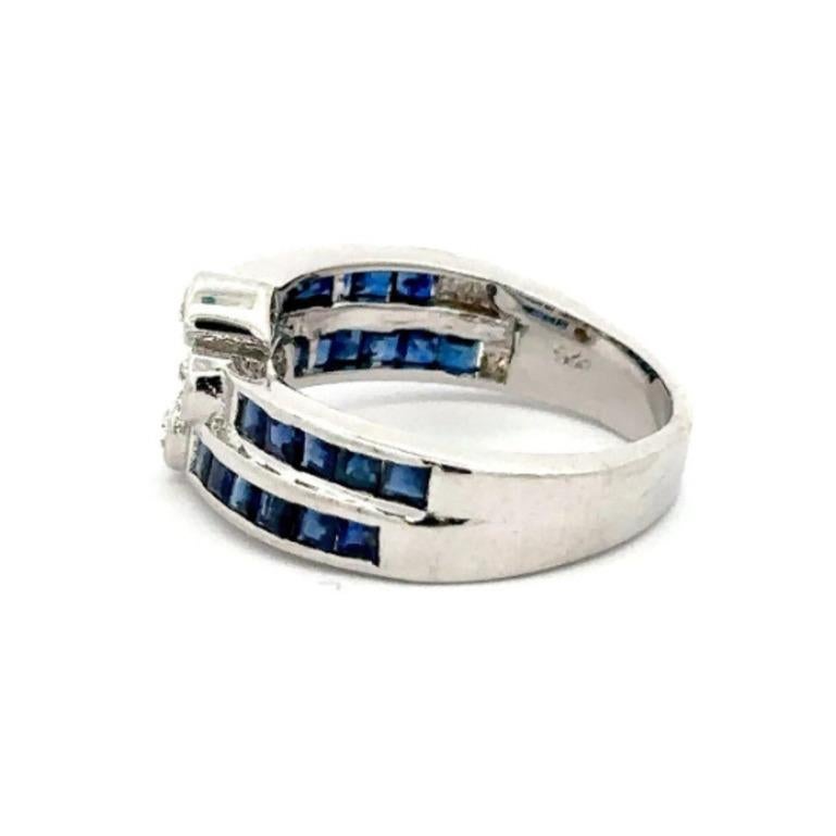 For Sale:  925 Silver Blue Sapphire and Diamond By Pass Wedding Ring for Women 3
