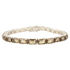 925 Silver Bracelet with Octagon Smoky Topaz Gemstone Handmade Jewelry Gift