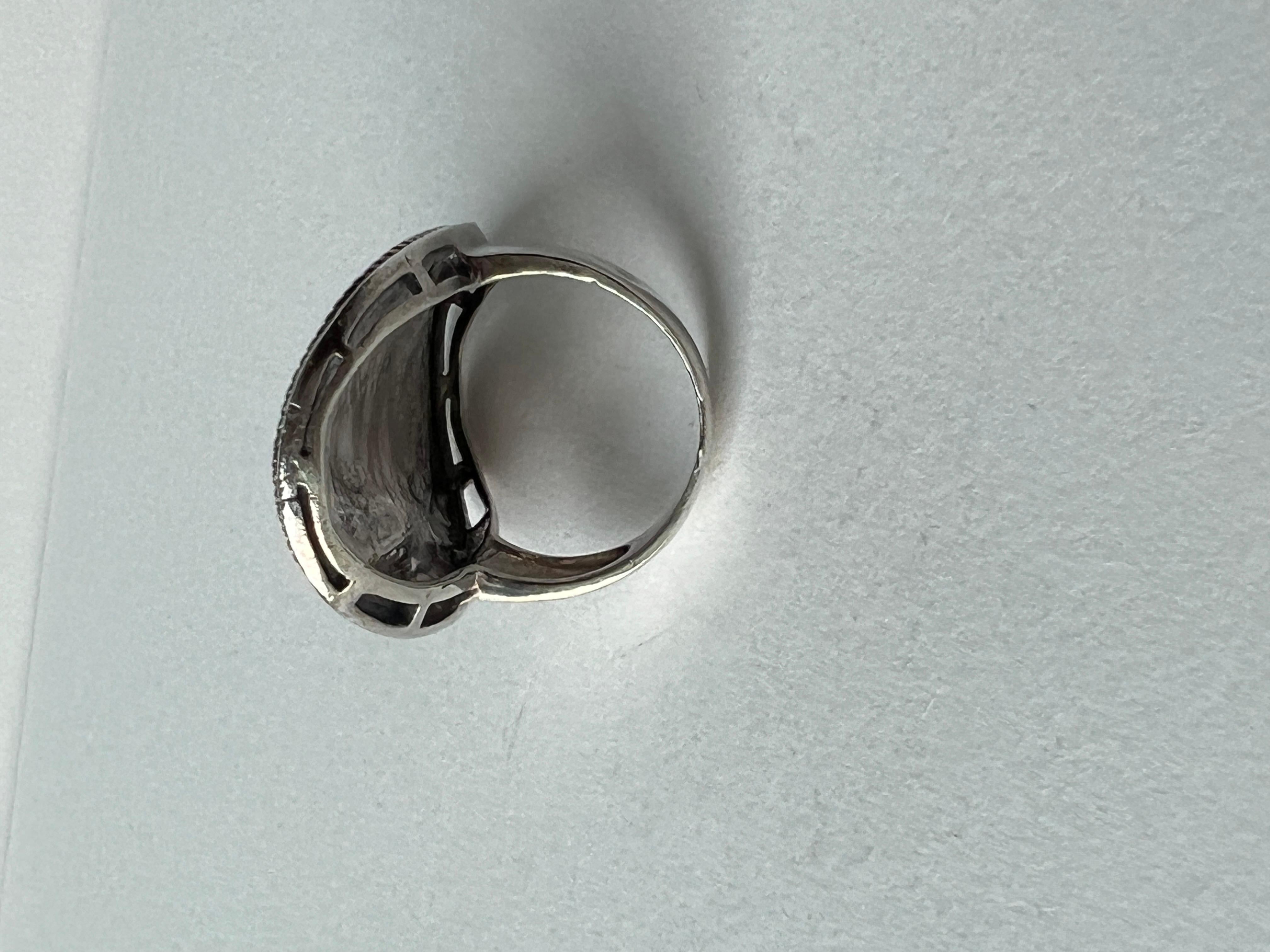925 Silver Caviar Oval Disc Ring In Excellent Condition For Sale In Reston, VA