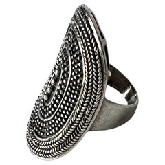 925 Silver Caviar Oval Disc Ring