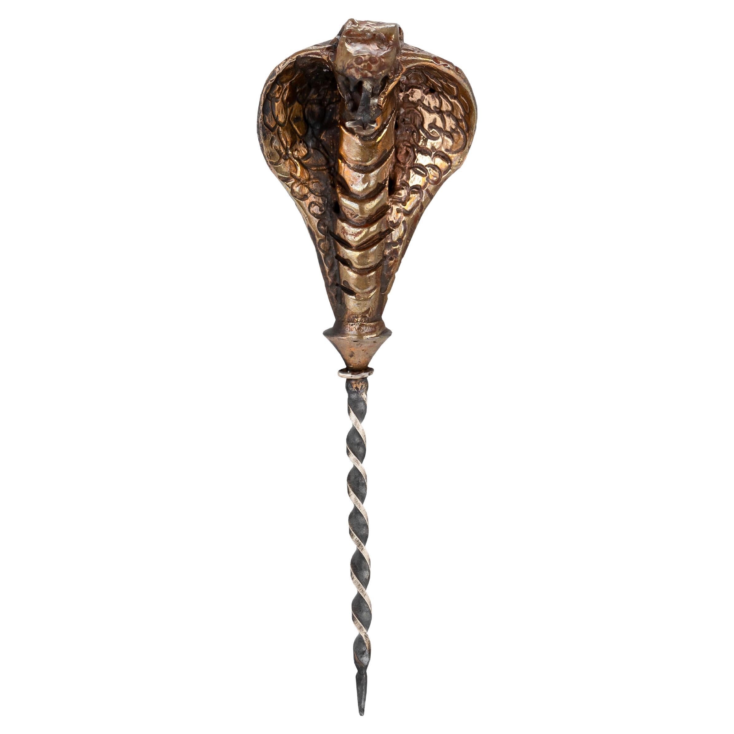 925 Silver Cigar Piercer – Handcrafted Cobra Head Design in Bronze and Silver