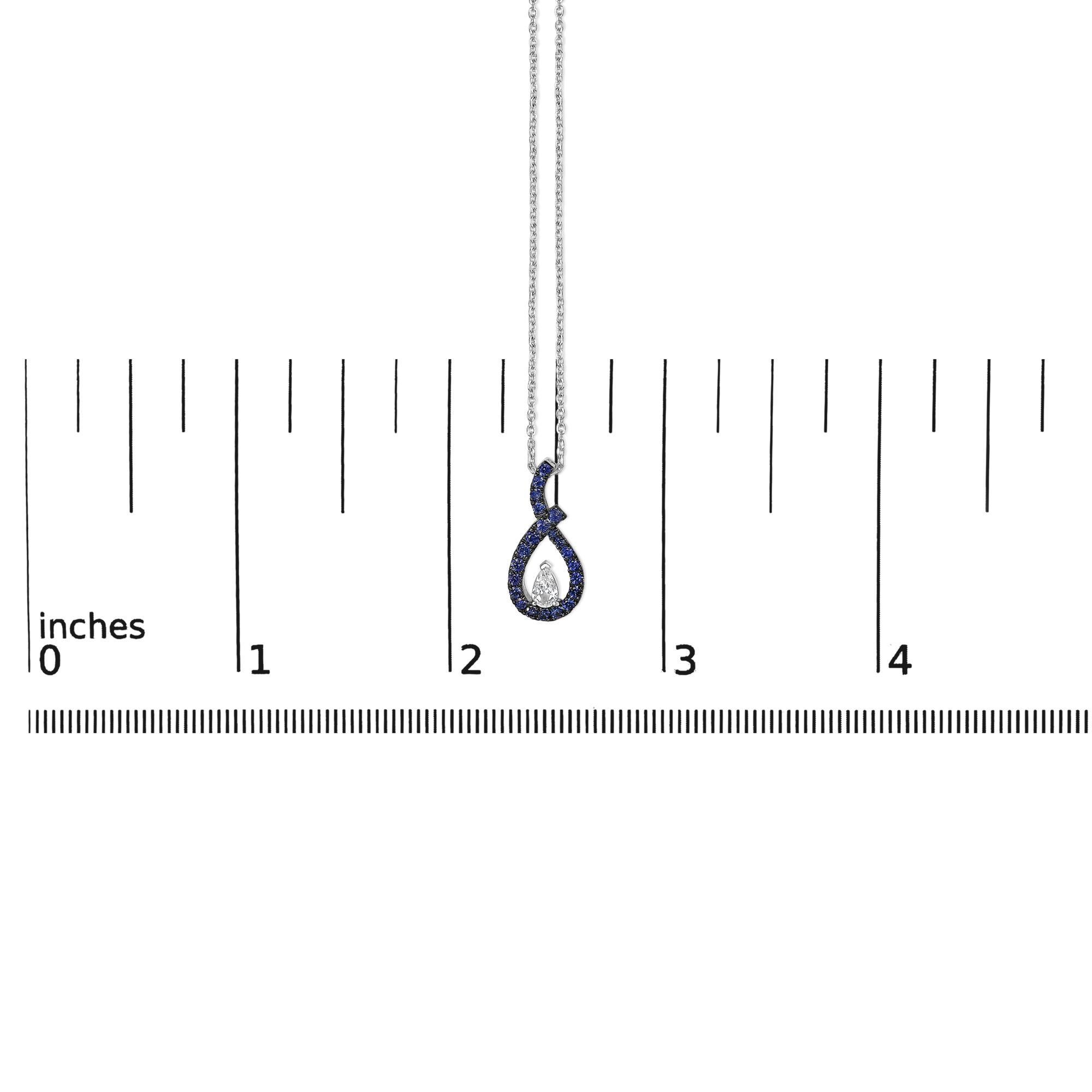 Collar con Colgante en Forma de Lágrima de Zafiro Azul y Blanco Creado de Plata .925 en Nuevo estado para la venta en New York, NY