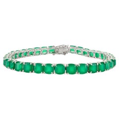 Bracciale tennis in argento 925 con onice verde tagliato a cuscino per un regalo di anniversario di matrimonio