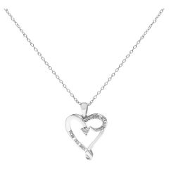 .925 Silver Diamond Accent "I LOVE YOU MOM" Heart Pendant Necklace