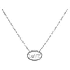 Collar colgante ovalado con cuentas "LOVE" de plata .925 y detalles de diamantes