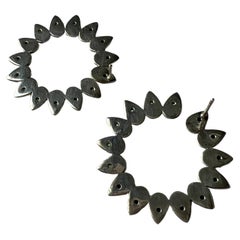 925 Silver Flower Emerald Earrings