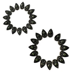 925 Silver Flower Emerald Earrings
