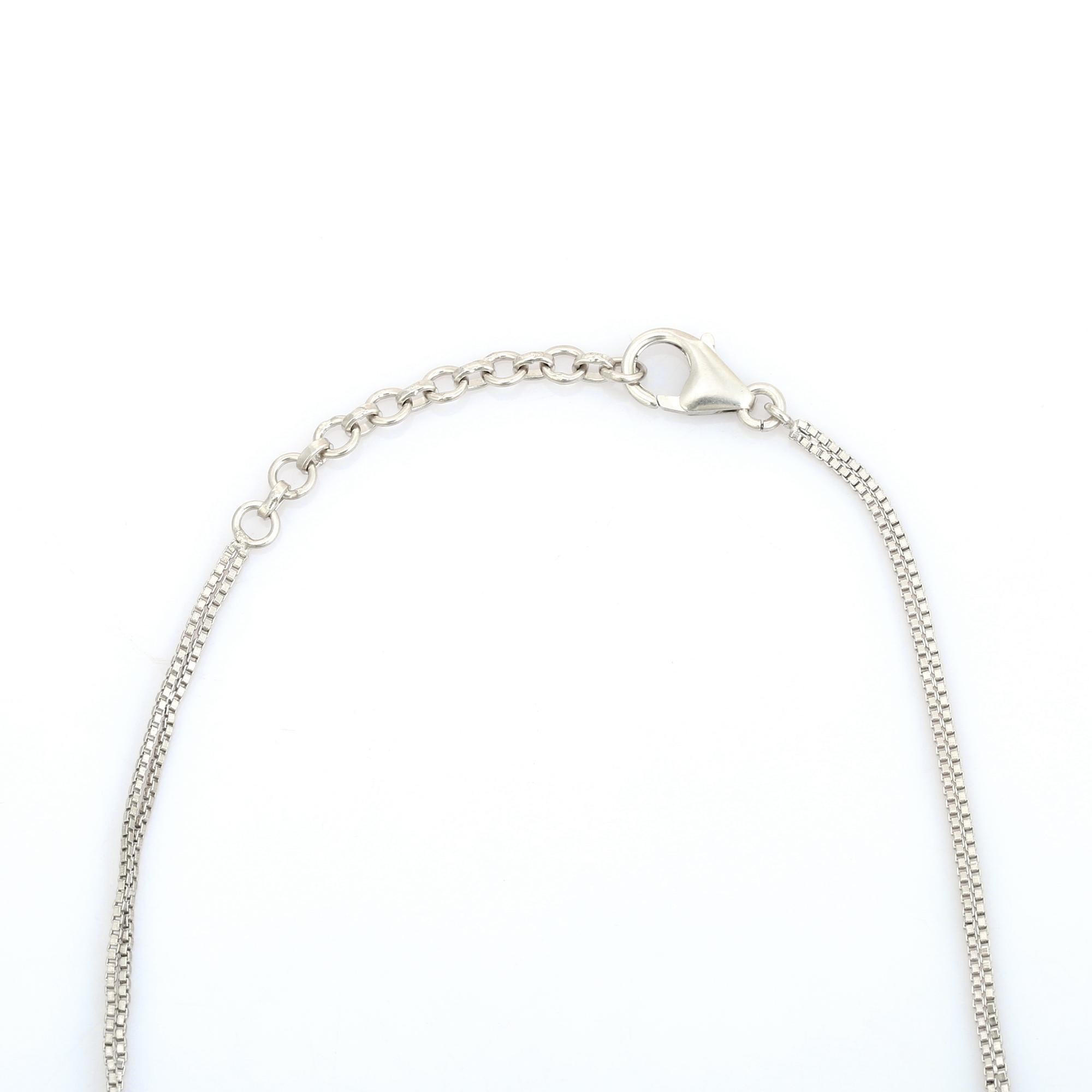 Collar de plata 925 con granate y topacio azul en dos tonos y halo de circonitas cúbicas en venta 2