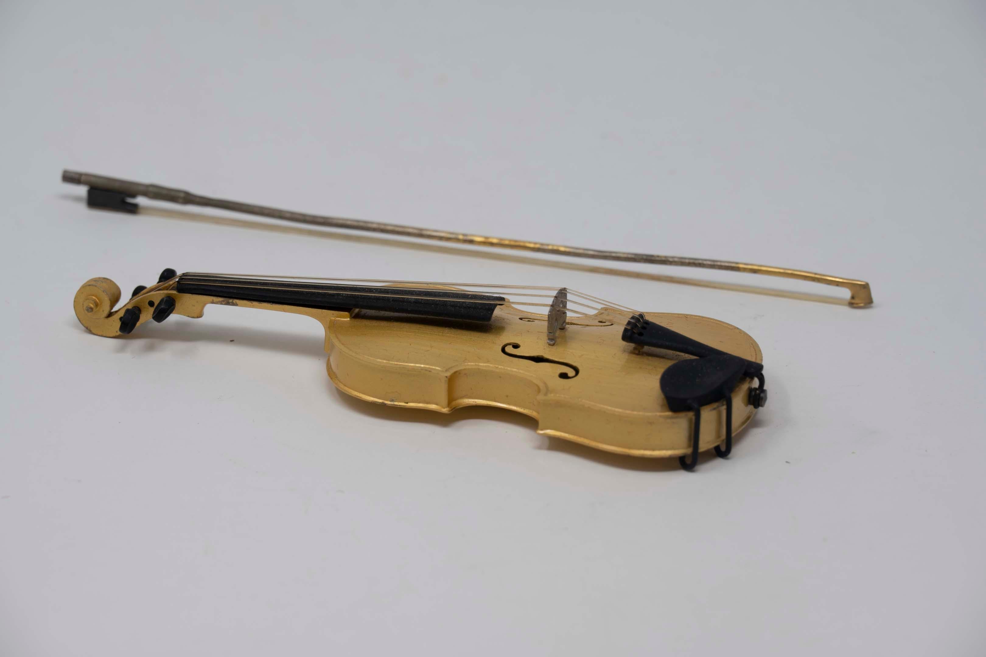 925 Silber vergoldete Cira-Violin-Miniatur mit Etui im Angebot 1