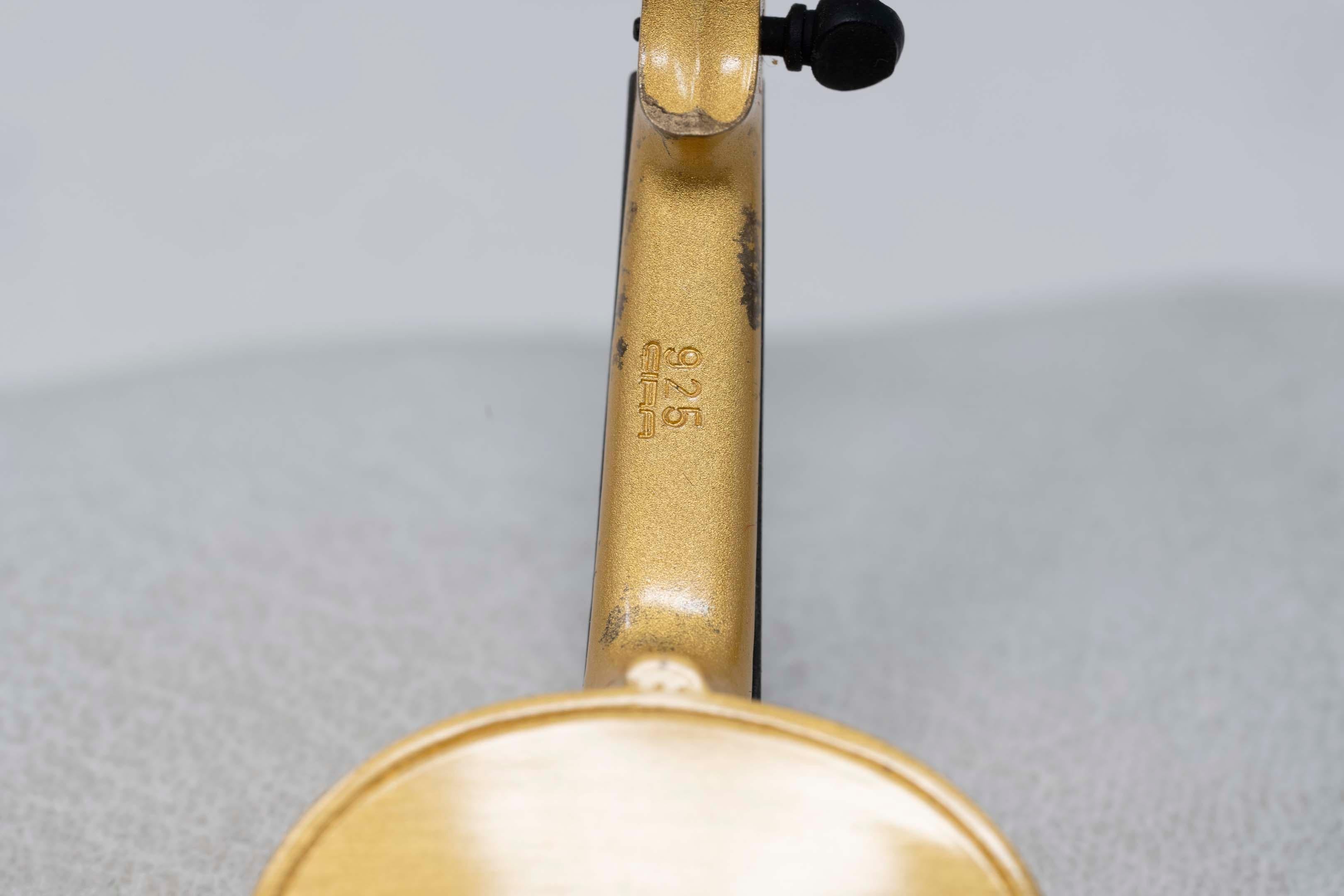 925 Silber vergoldete Cira-Violin-Miniatur mit Etui im Angebot 2