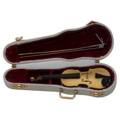 Antique 925 Silver Gilt Miniature Cira Violin with Case