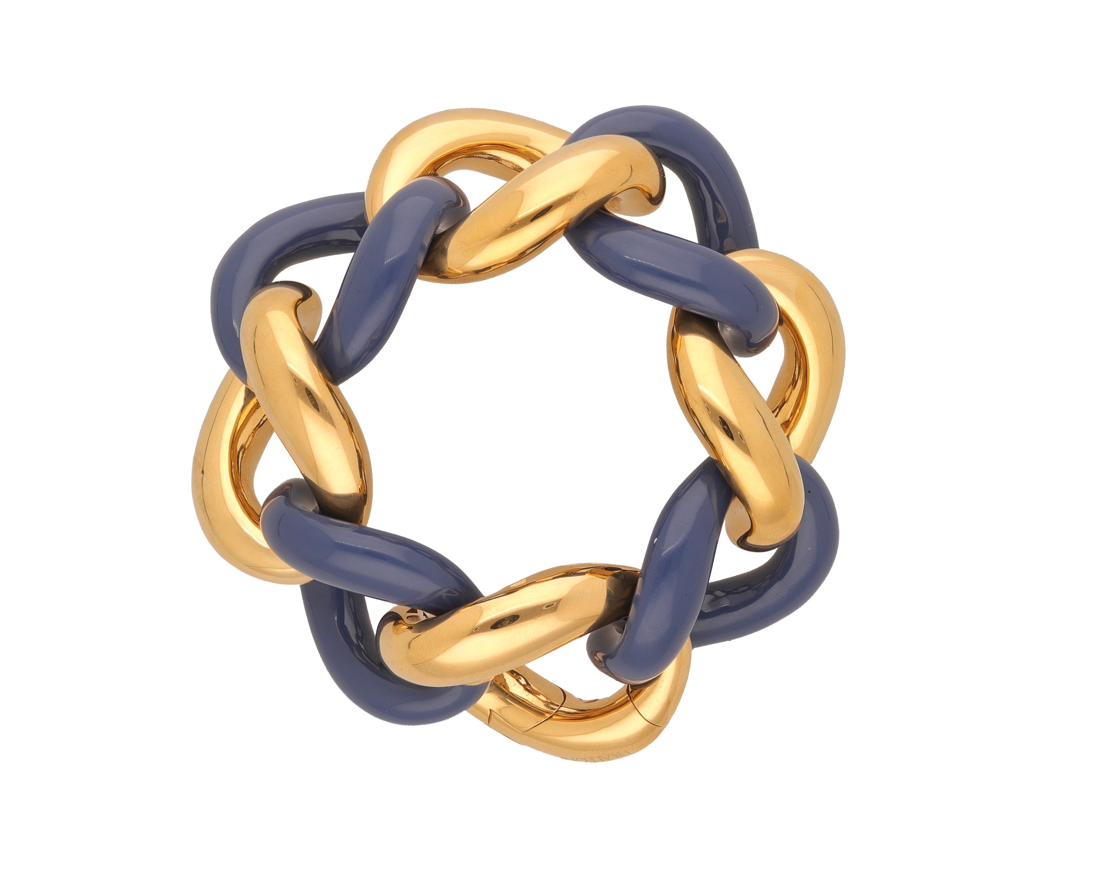 Bracciale Groumette in argento 925 placcato oro con smalto In condizioni Nuovo in vendita a Rome, IT