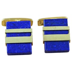 925 Silver Gold-Plated Lapis Lazuli Cufflinks
