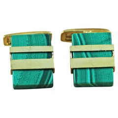925 Silver Gold-Plated Malachite Cufflinks