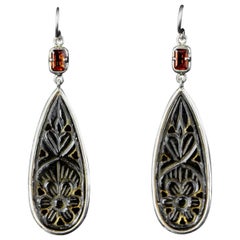 925 Silver Handmade Earrings with Topaz and Handcrafted Glass