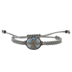 Bracelet noué en argent 925 avec opale bleue de 7 carats et diamants champagne de 0,27 carat