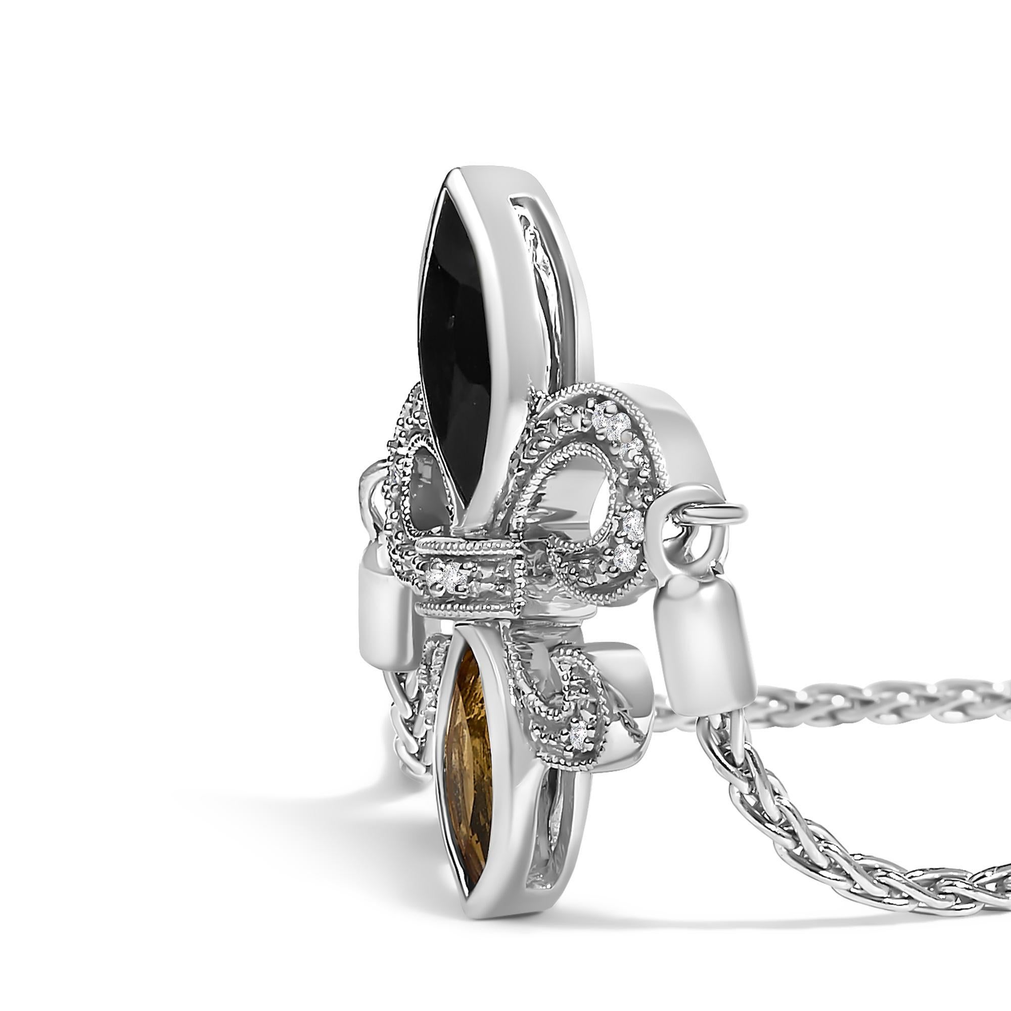 Pulsera ajustable de plata .925 con forma de marquesa de ónice negro y detalles de diamantes Moderno en venta