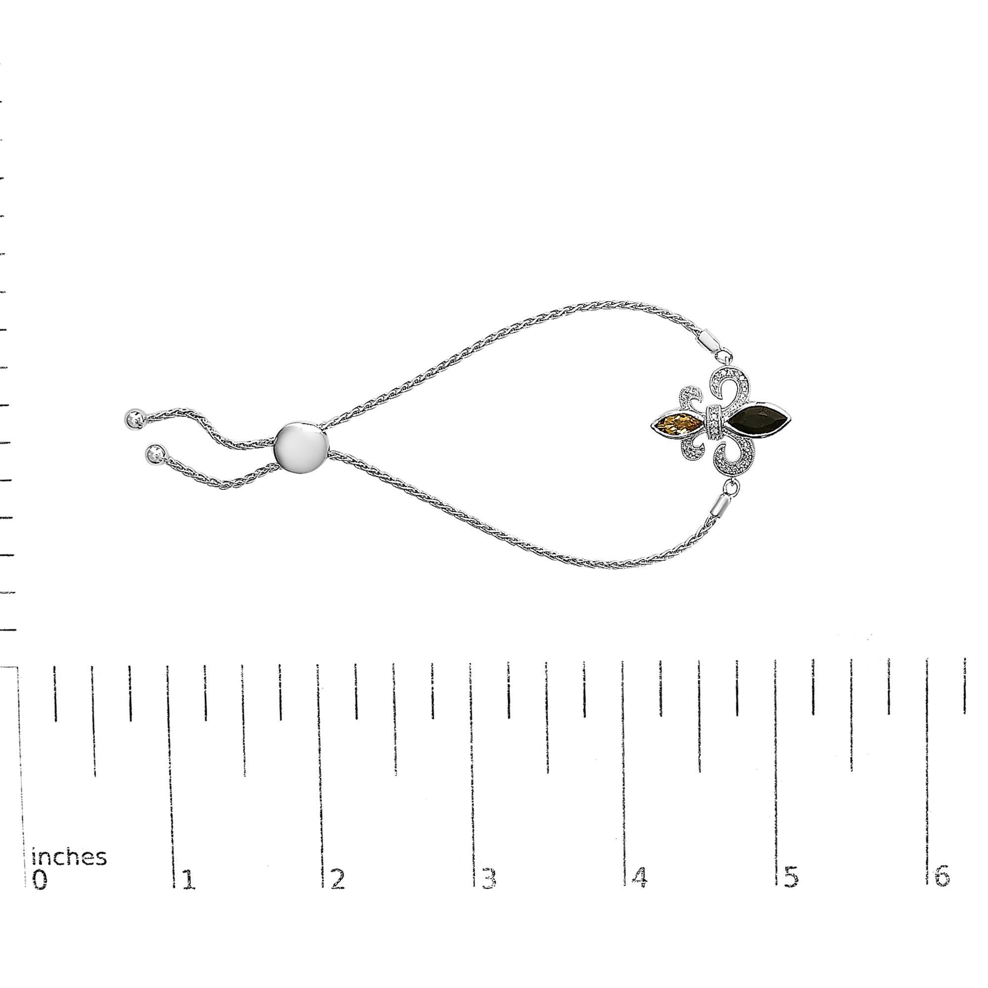 Pulsera ajustable de plata .925 con forma de marquesa de ónice negro y detalles de diamantes en Nuevo estado para la venta en New York, NY