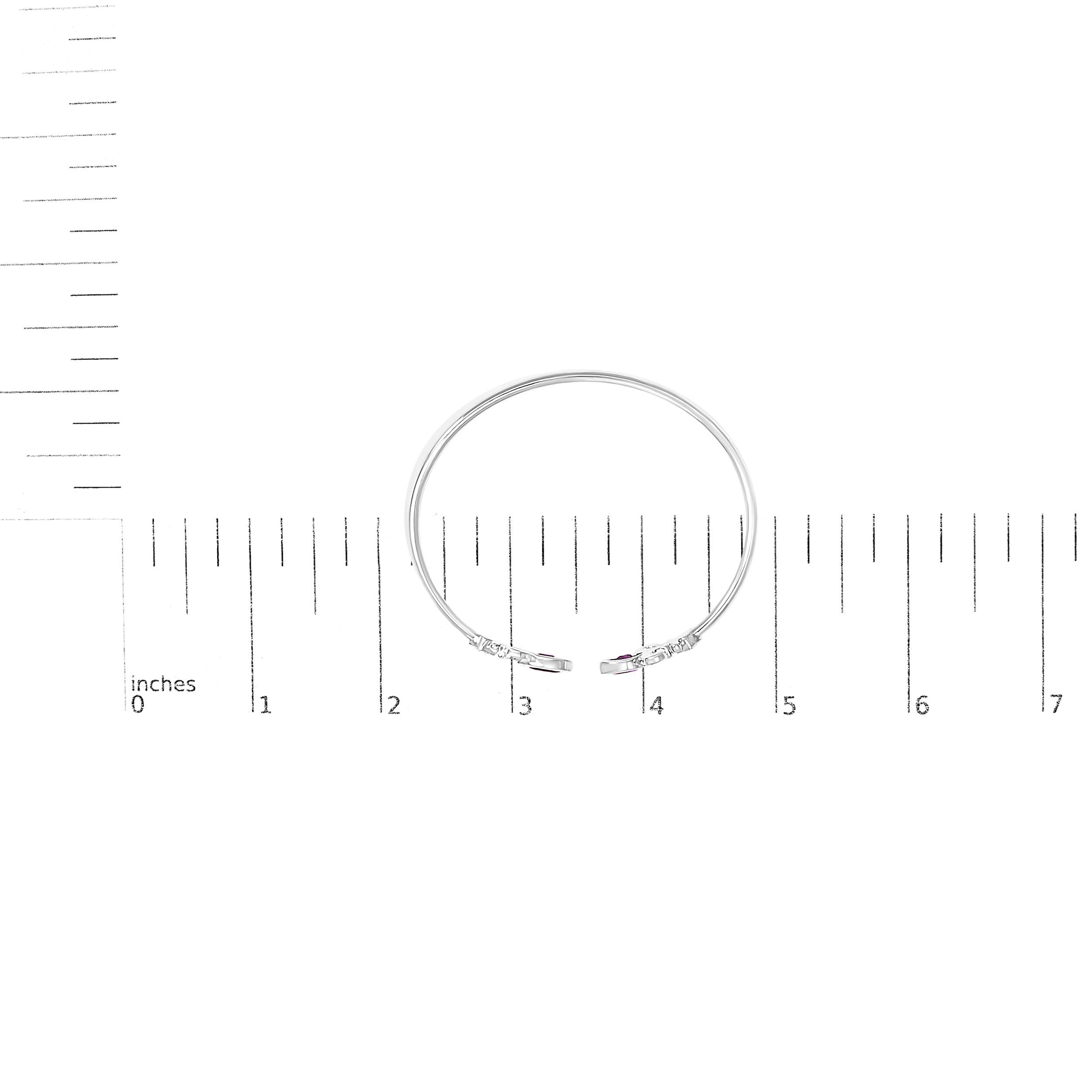 Donna Argento .925 Ametista viola marquise e diamante Fleur Di Lis Bracciale aperto in vendita