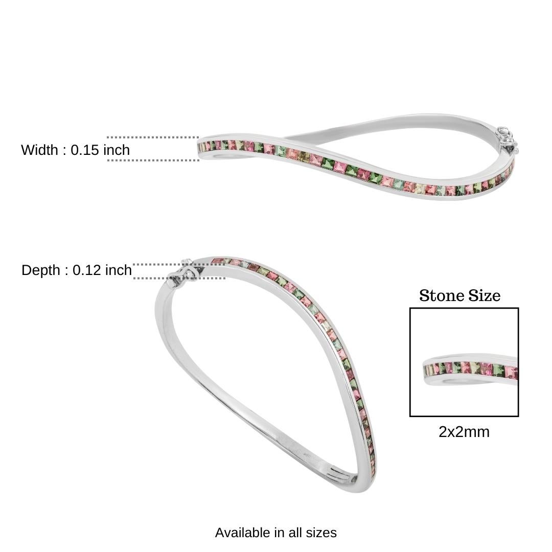 Bracciale a onda in argento 925 con tormalina multipla, pietra di nascita di ottobre, per lei in vendita 4