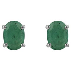 925 Silber Oval Cut Smaragd Mai Geburt Stein Solitär Ohrstecker von Silvorra