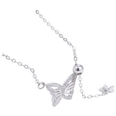 Pendentif en argent 925 avec diamants pavés Pendentif en forme de papillon pour les femmes.