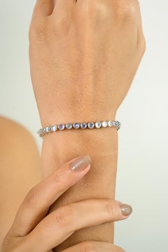 Bracelet de tennis élégant en argent 925 avec pierres de lune en cabochons ronds pour une utilisation quotidienne