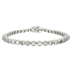925 Silver Round Cabochon Moonstone Sleek Tennis Bracelet for Everyday Wear