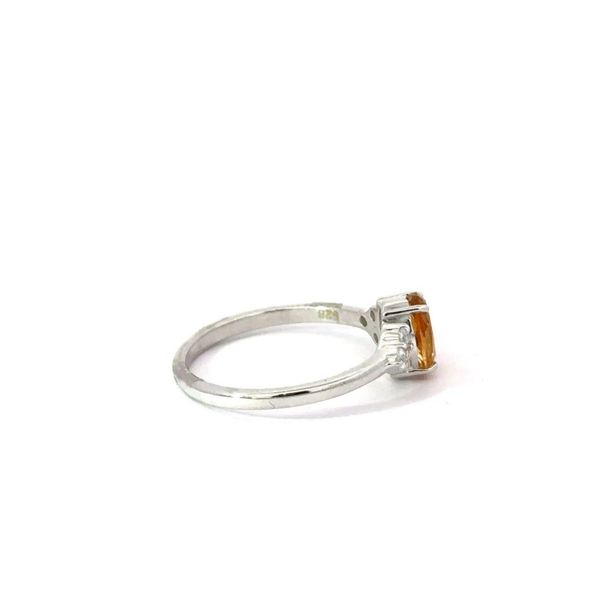 For Sale:  925 Silver Solitaire Oval Citrine and CZ Handmade Ring for Anniversary Gift 5
