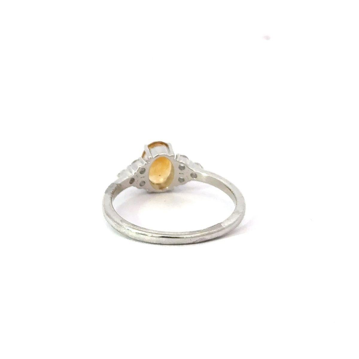 For Sale:  925 Silver Solitaire Oval Citrine and CZ Handmade Ring for Anniversary Gift 7