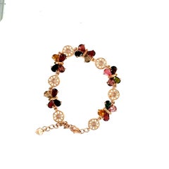 925 Silver Tourmaline & Cubic Zirconia Tennis Bracelet, 7\" Long