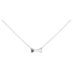 .925 Silver Treated Blue Treated Diamond Accent Dog Charm 18" Pendant Necklace