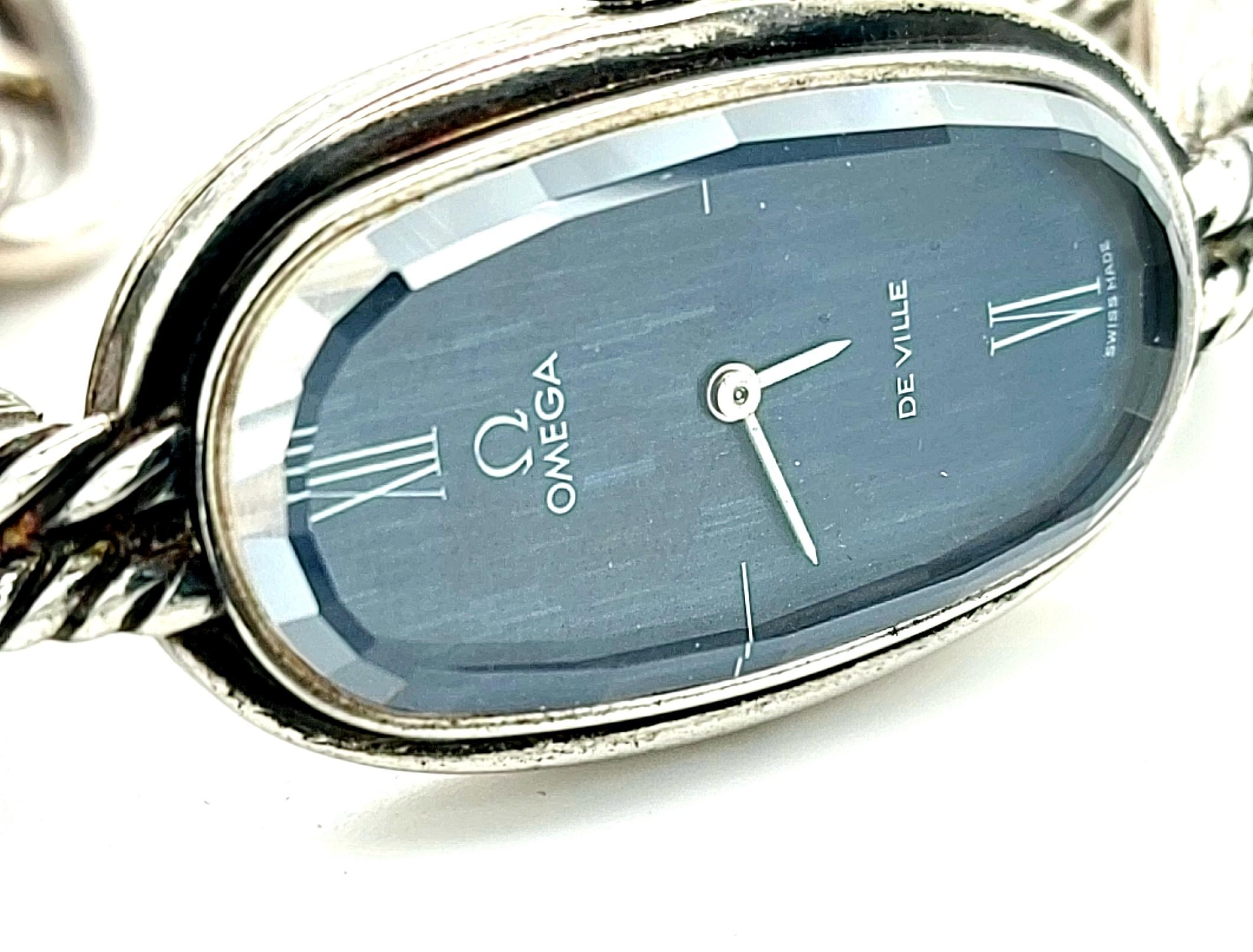 925 Silber Vintage Set Omega De Ville Uhr, Armband, Halskette aus den 1970er Jahren 1