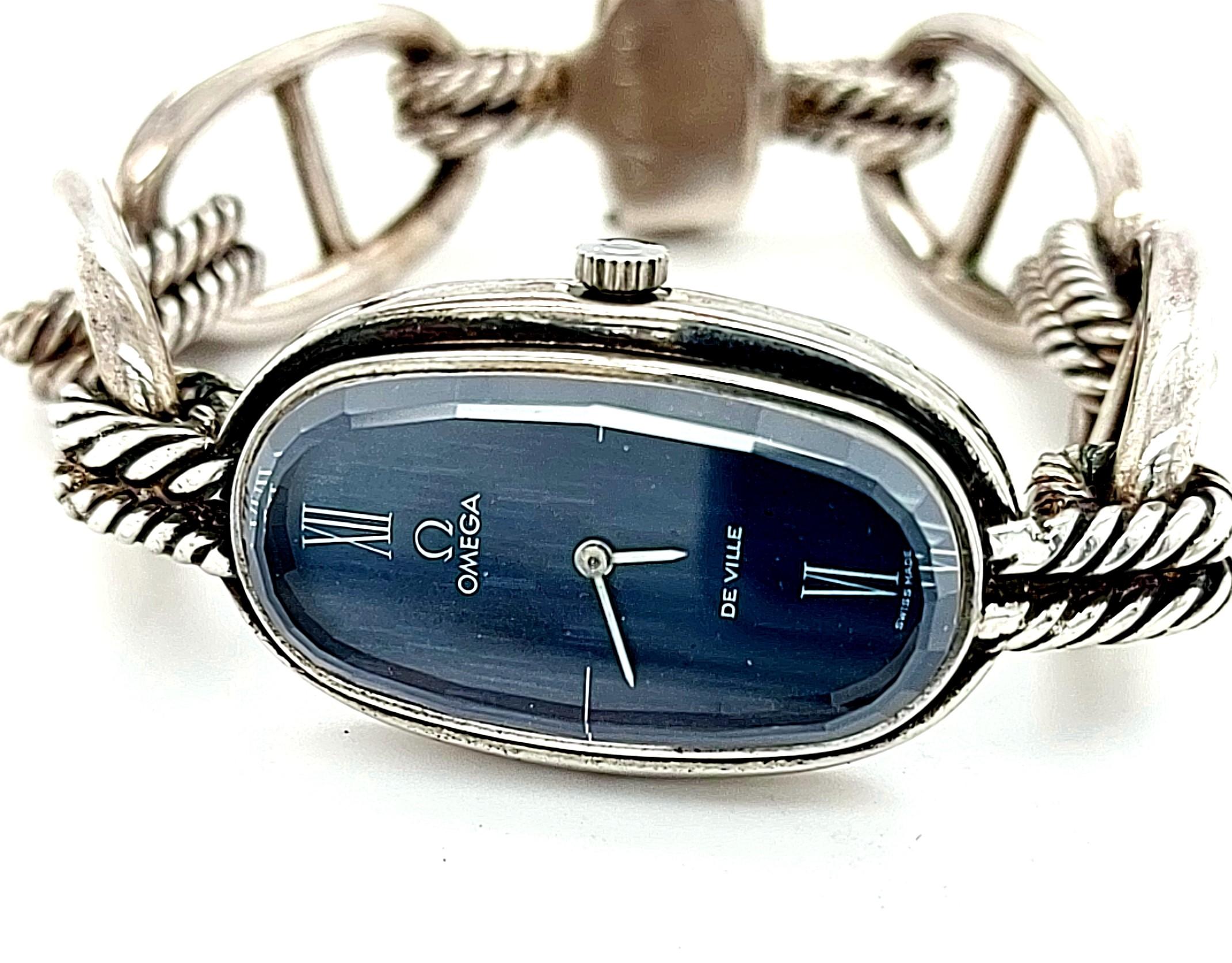 Montre, bracelet et collier Omega De Ville vintage en argent 925 des années 1970 2