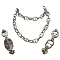 925 Silver Retro Set Omega De Ville Watch, Bracelet, Necklace from 1970s