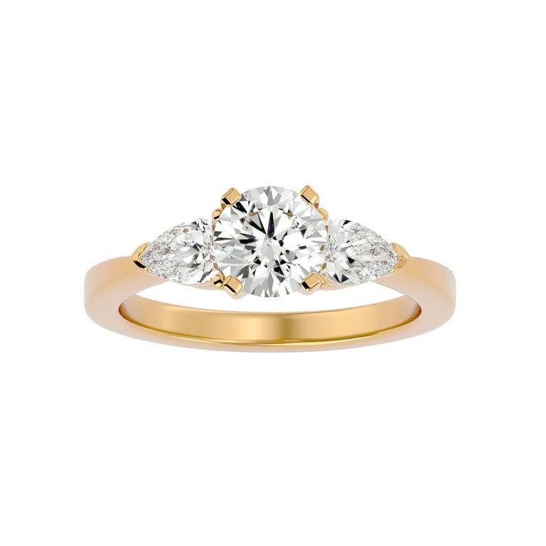 For Sale:  Gold Plated Moissanite Three Stone Engagement Ring in Silver Jewelry for Her 10