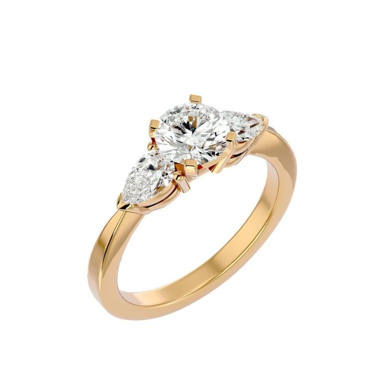 For Sale:  Gold Plated Moissanite Three Stone Engagement Ring in Silver Jewelry for Her 7