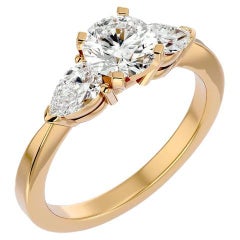Anello di fidanzamento con tre pietre di Moissanite placcato oro in argento Gioielli per la mamma