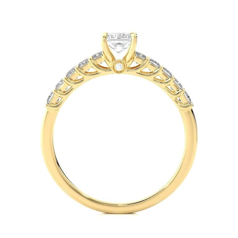Im Angebot: 925 Silber Gelbgold vergoldeter Moissanit Damen Verlobungsring, Geschenk für Mutter () 4