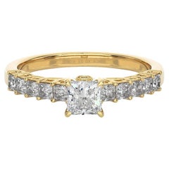 925 Silber Gelbgold vergoldeter Moissanit Damen Verlobungsring, Geschenk für Mutter