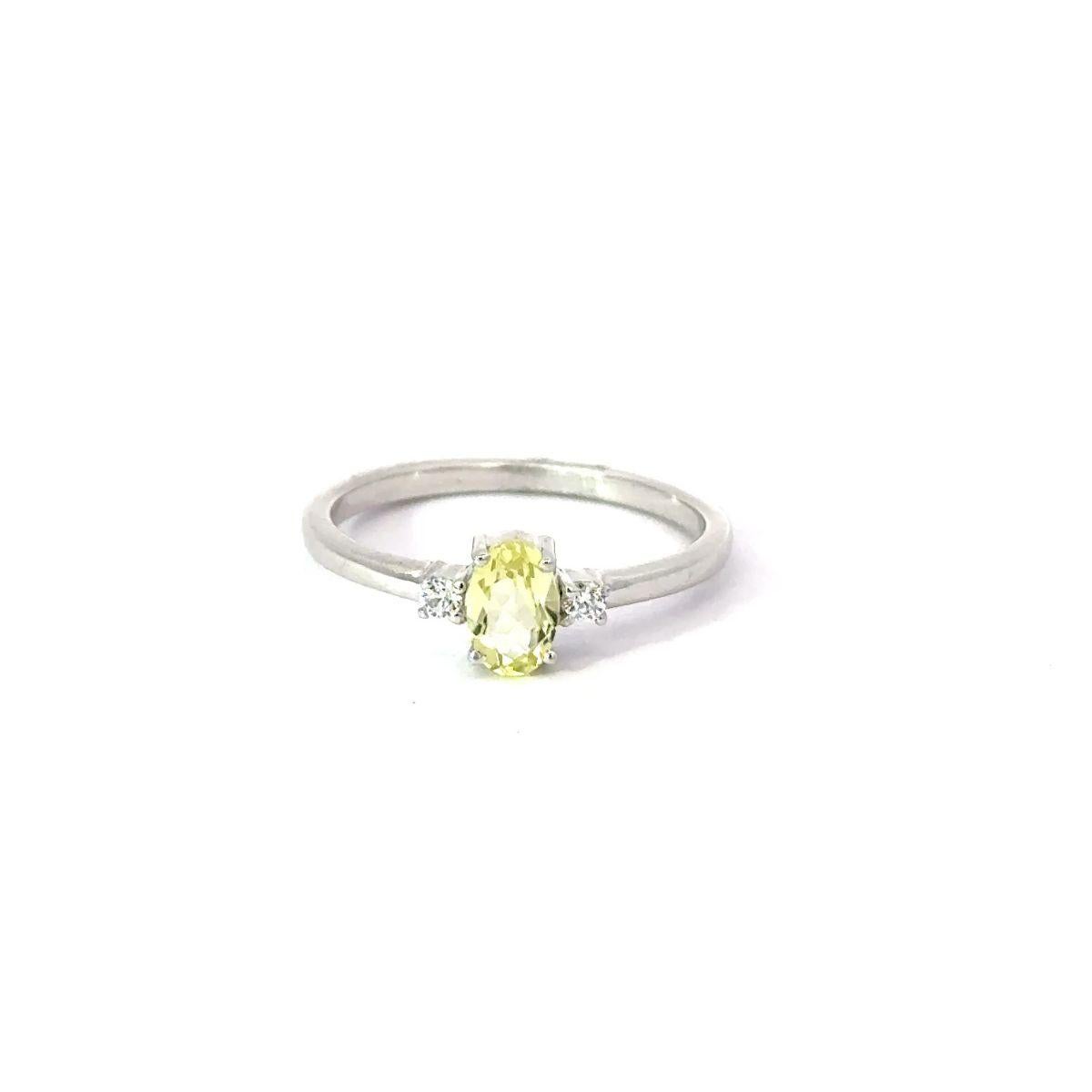 Im Angebot: 925 massivem Silber zierlich Zitrone Quarz mit kubischer Zirkonia Edelstein Ring für Mama () 8
