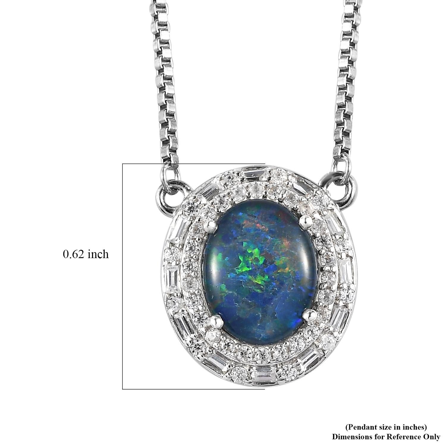 2.41 Ct Boulder Opal Triplet Necklace 925 Sterling Silver Engagement Necklace  Neuf - En vente à New York, NY