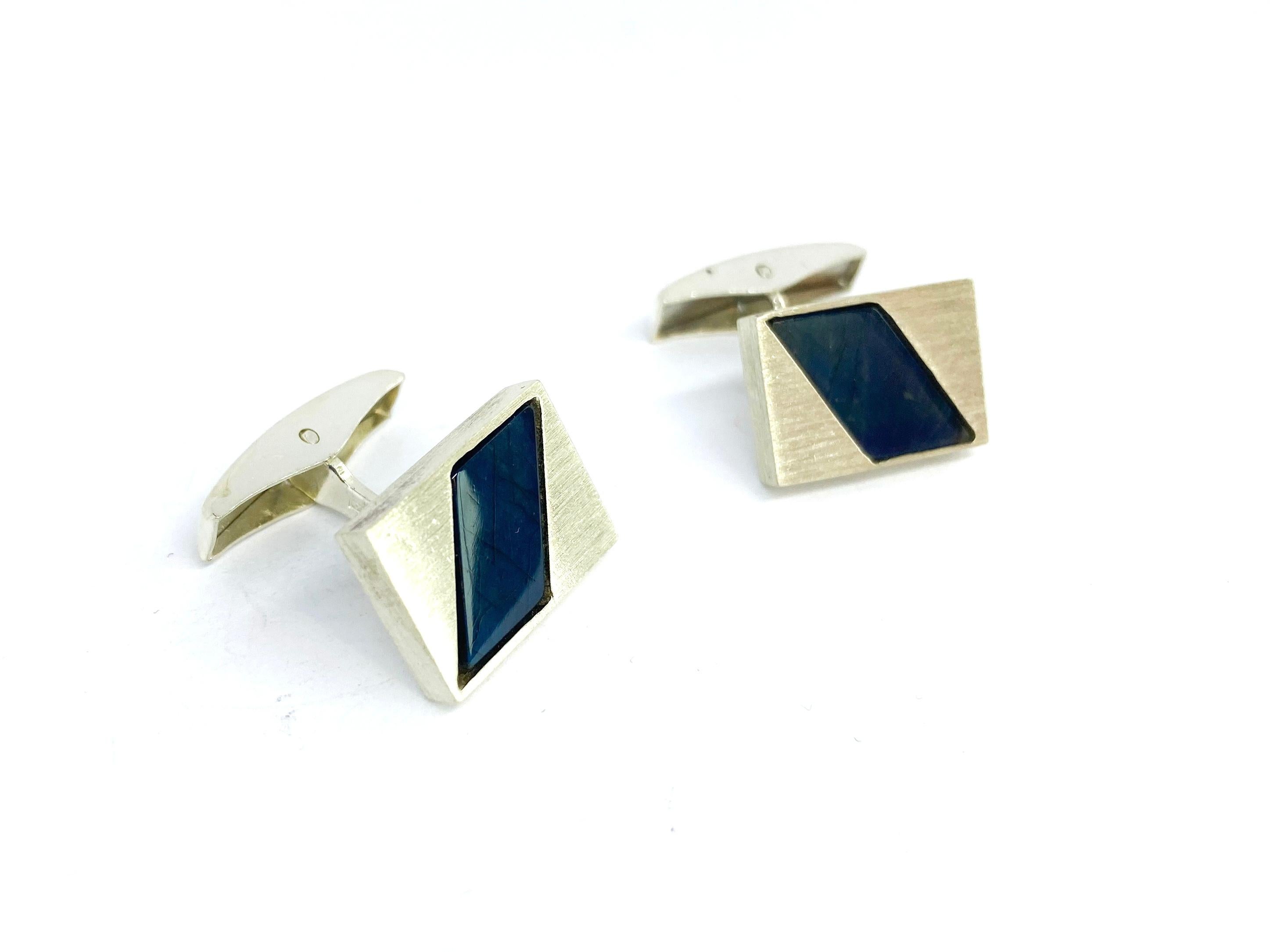 Modernista 925 Sterling Finlandia Gemelli Spectrolite in vendita