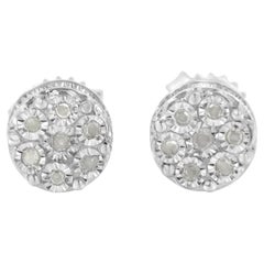 Pendientes de plata de ley .925 con racimo de diamantes de 0,15 qtw